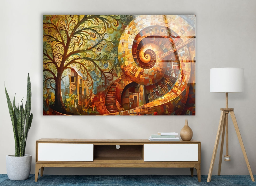Abstract Colored Spiral Glass Wall Art photo print on glass, prints on glass wall art
