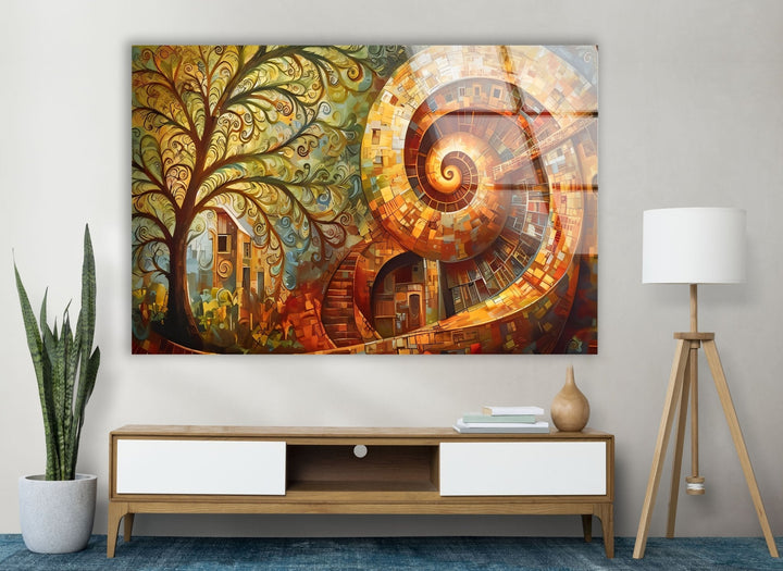 Abstract Colored Spiral Glass Wall Art photo print on glass, prints on glass wall art
