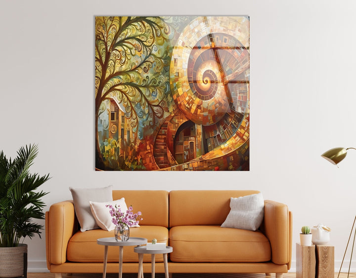 Abstract Colored Spiral Glass Wall Art glass pictures for Wall, glass prints wall art
