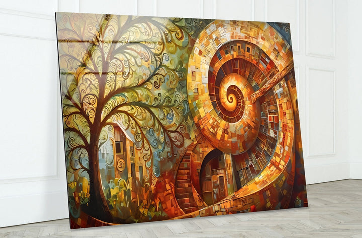 Abstract Colored Spiral Glass Wall Art print picture on glass, Tempered Glass Wall Art
