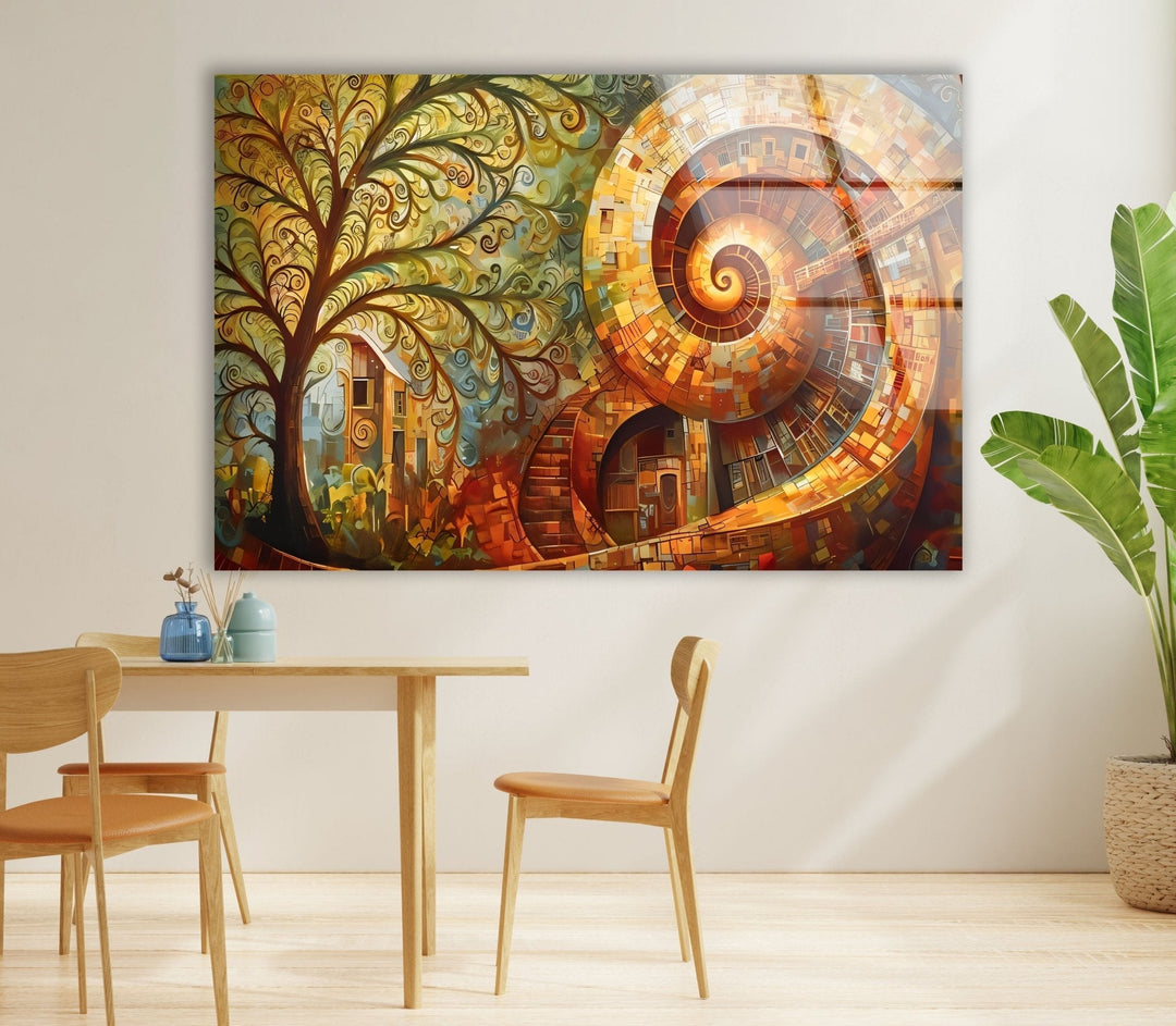 Abstract Colored Spiral Glass Wall Art print on glass, glass printed photos
