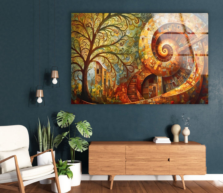Abstract Colored Spiral Glass Wall Art custom glass pictures, glass art prints
