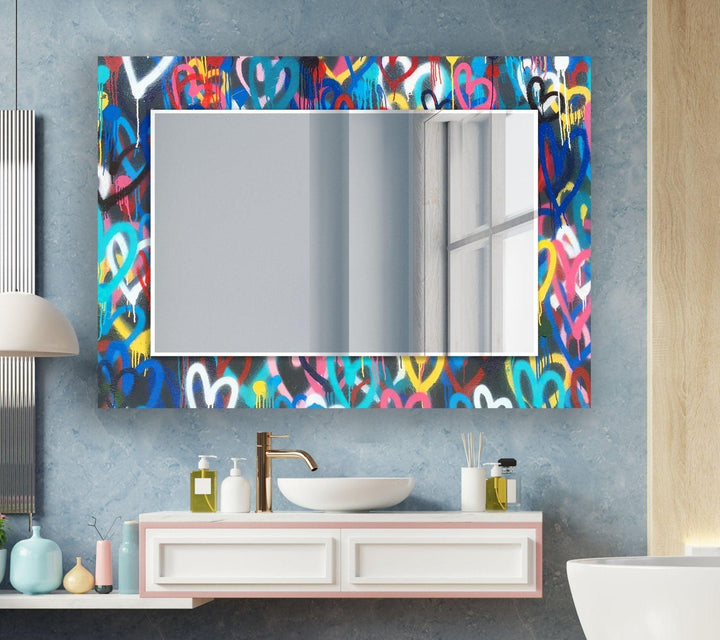 Abstract Colorful Graffiti Wall Mirror Living Room Mirror
