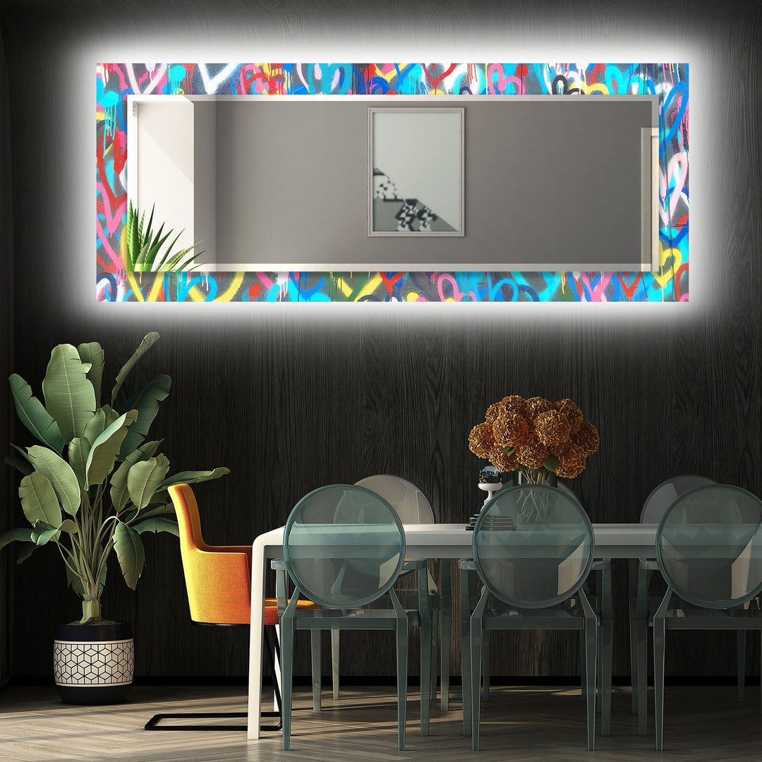 Abstract Colorful Graffiti Wall Mirror Living Room Wall Mirror
