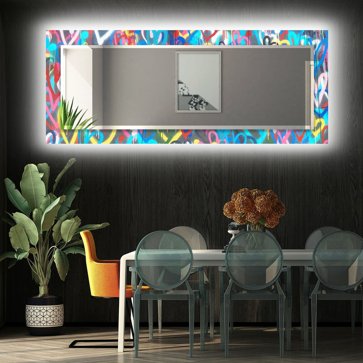Abstract Colorful Graffiti Wall Mirror Living Room Wall Mirror
