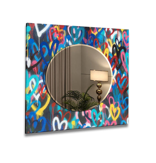 Abstract Colorful Graffiti Wall Mirror Small Mirror
