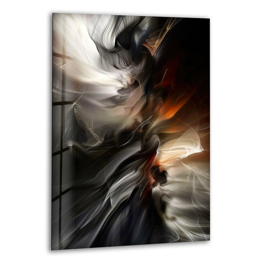 Abstract colorful marble art from glass showcases organic forms blending light and dark hues with swirling, wispy textures.