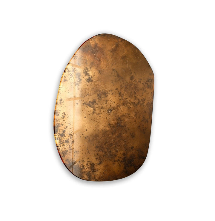 Abstract Copper Color Oval Glass Wall Art, glass pictures for Wall, glass prints wall art
