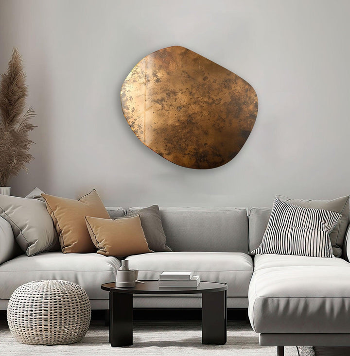 Abstract Copper Color Oval Glass Wall Art, art glass wall art, glass wall art pictures

