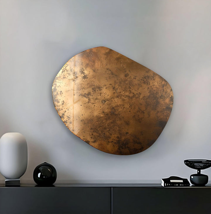 Abstract Copper Color Oval Glass Wall Art, glass image printing, glass prints from photos
