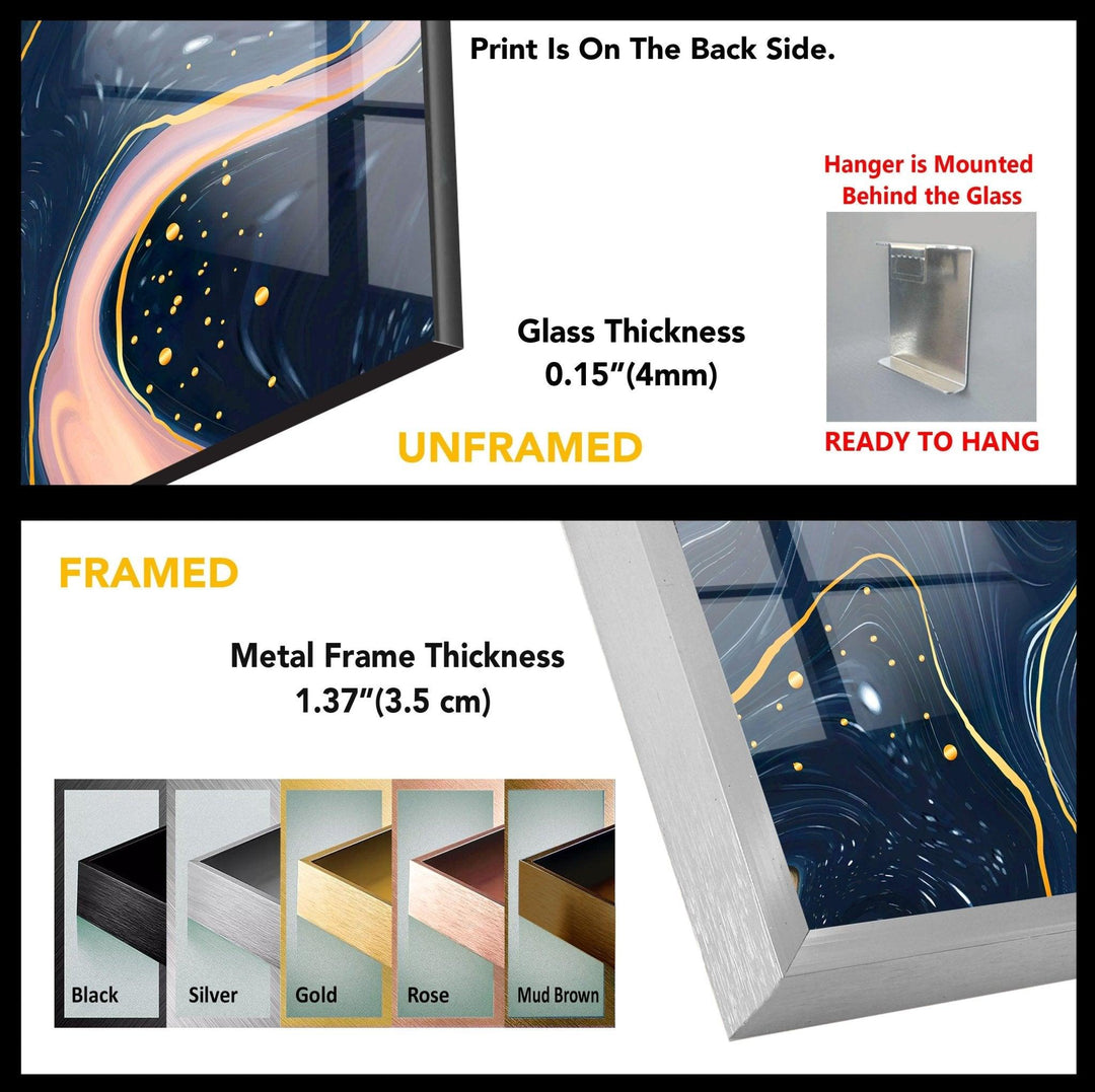 Abstract Dark Blue Glass Wall Art