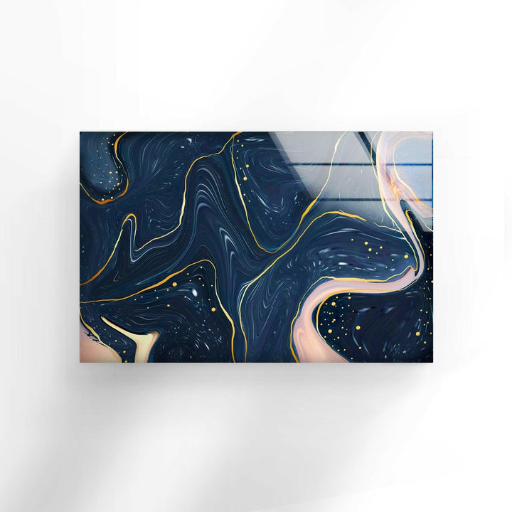 Dark Blue Abstract Glass Wall Art large glass photo prints, glass wall photos

