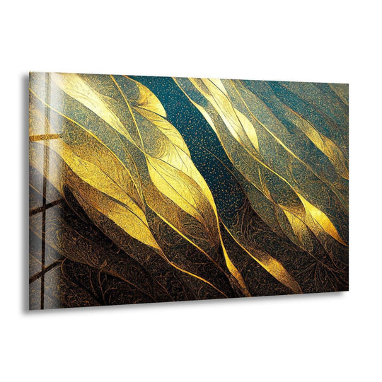 Dark navy textured background with subtle gold speckled accents providing depth for flowing abstract designs.