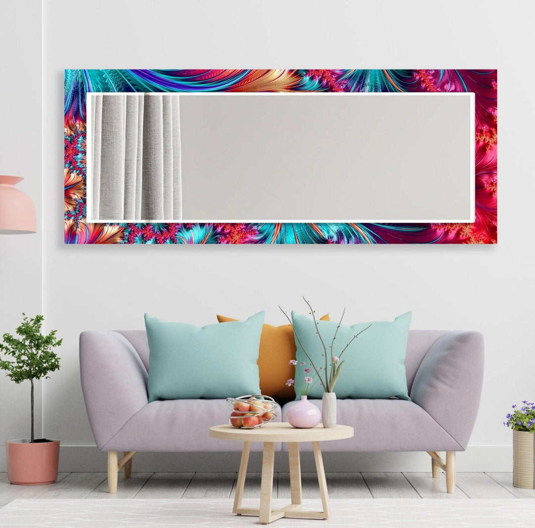 Abstract Fractal Neon Wall Mirror Black Wall Mirror
