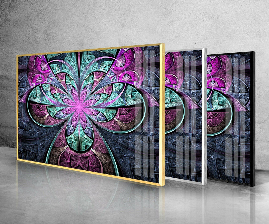 Abstract Fractal Purple Flower Glass Wall Art art glass wall art, glass wall art pictures
