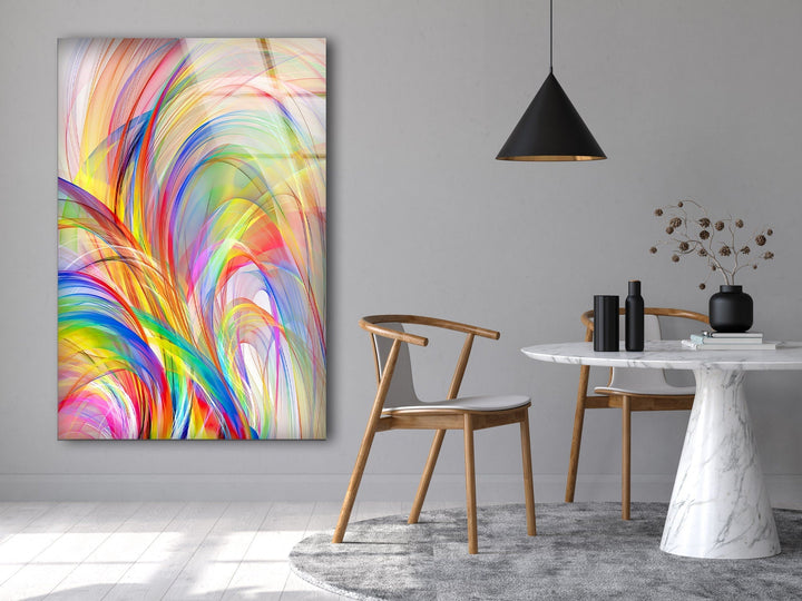 Abstrakte fraktale sanfte Farben Glaswandkunst