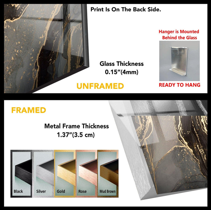 Abstrakte Wandkunst aus Glas in Grau und Gold
