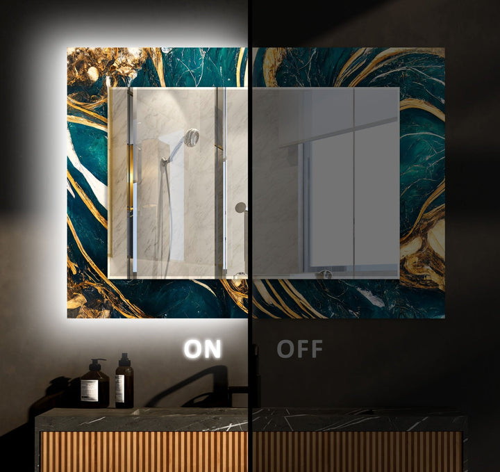 Abstract Green and Gold Wall Mirrors Mosaic Wall Mirror
