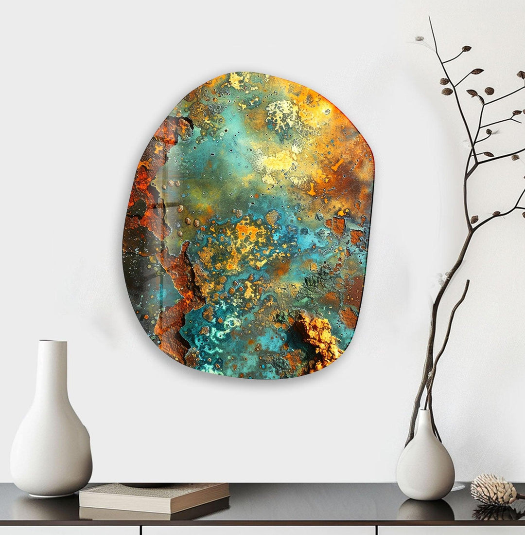 Abstract Green Color Oval Glass Wall Art, art glass wall art, glass wall art pictures

