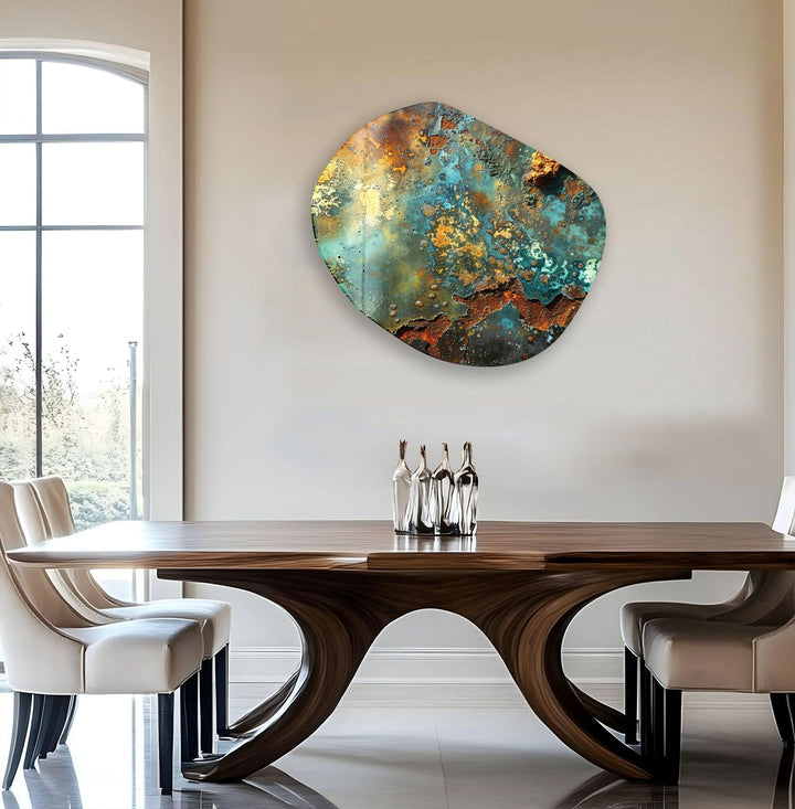 Abstract Green Color Oval Glass Wall Art, glass photo prints, glass picture prints
