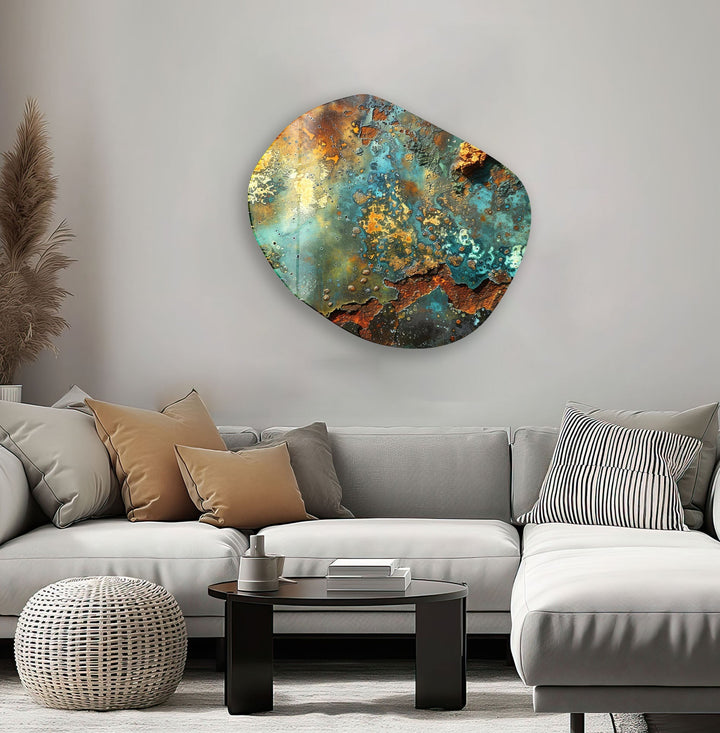 Abstract Green Color Oval Glass Wall Art, Glass Printing Wall Art, Print photos on glass
