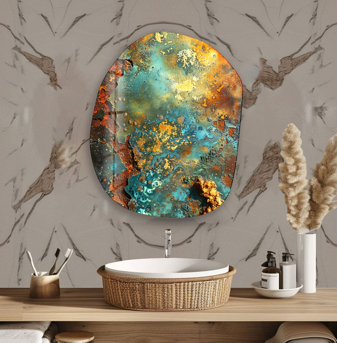 Abstract Green Color Oval Glass Wall Art, glass image printing, glass prints from photos
