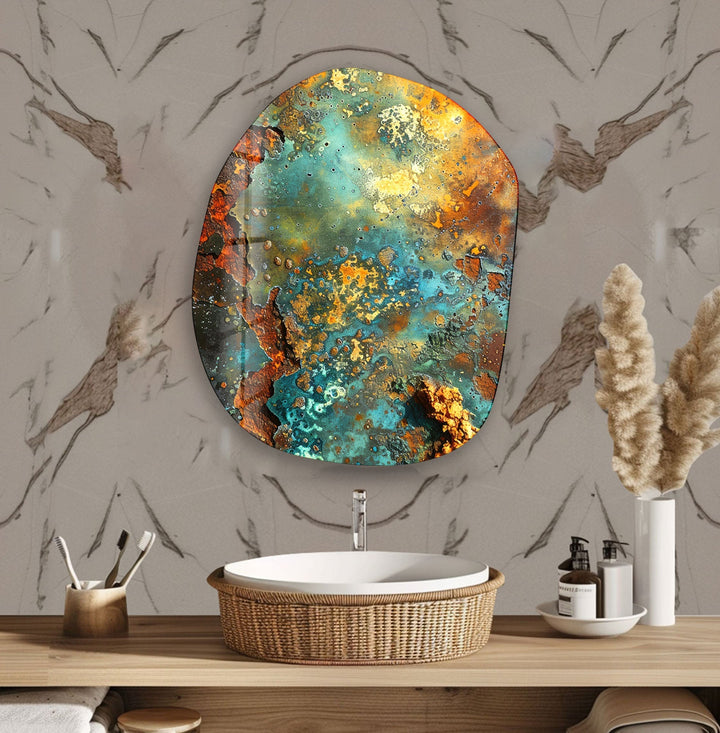 Abstract Green Color Oval Glass Wall Art, glass image printing, glass prints from photos
