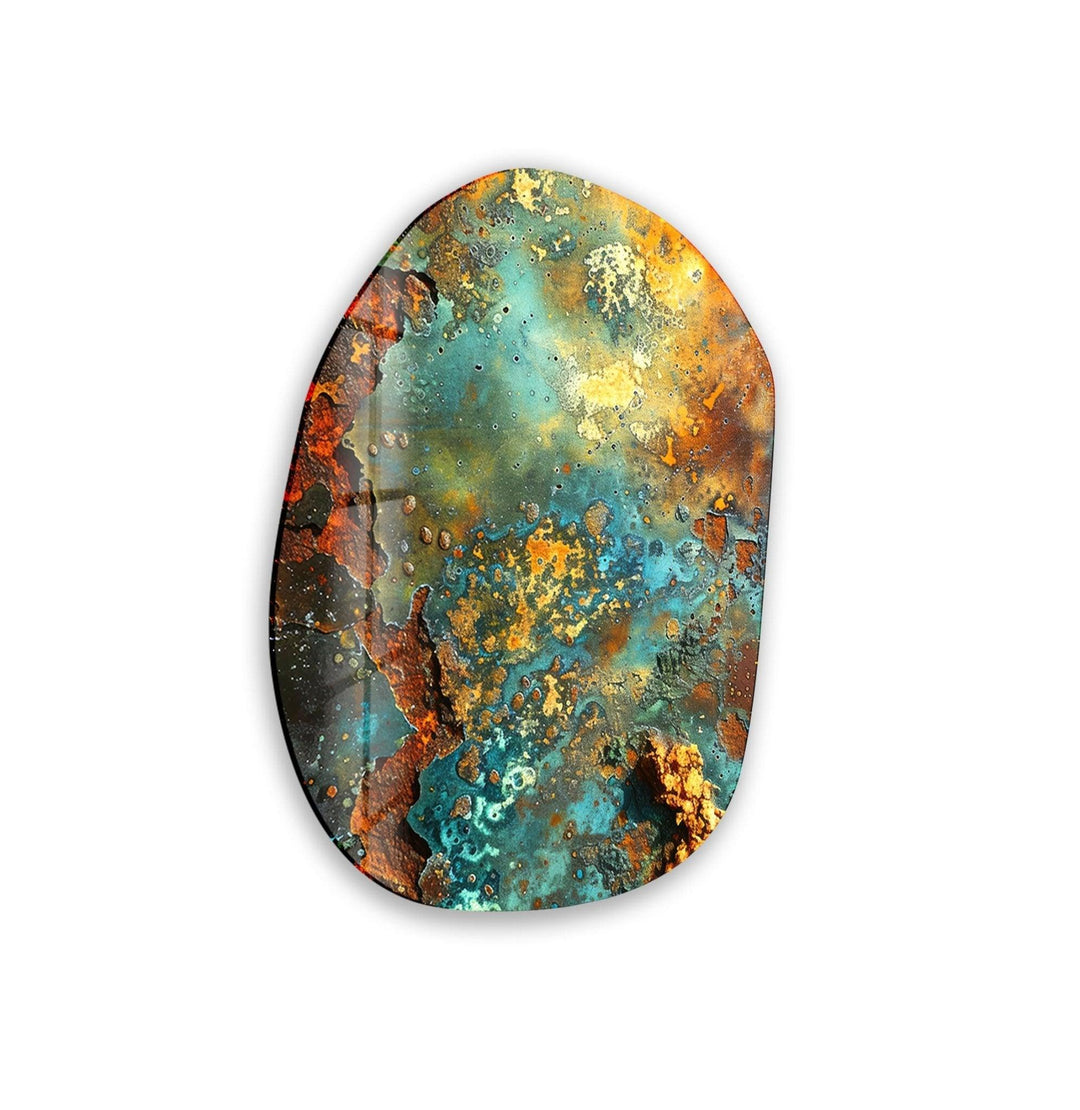 Abstract Green Color Oval Glass Wall Art, glass pictures for Wall, glass prints wall art
