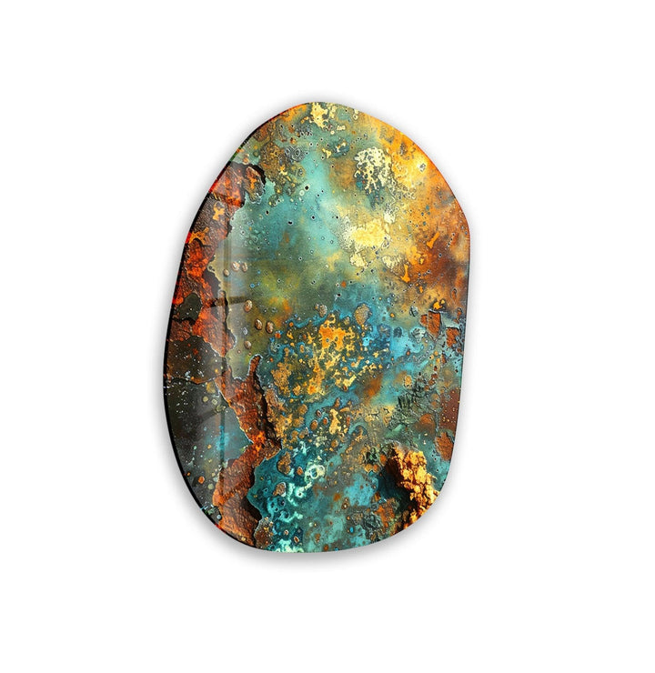 Abstract Green Color Oval Glass Wall Art, glass pictures for Wall, glass prints wall art
