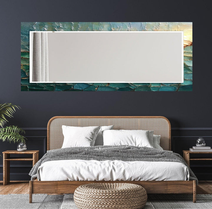 Abstract Green Wall Mirror Framed Mirror
