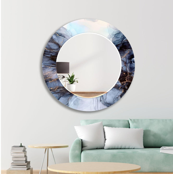Abstract Grey Smoke Wall Mirrors Modern Wall Mirror
