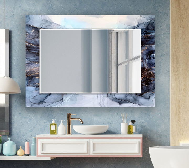 Abstract Grey Smoke Wall Mirrors Long Wall Mirror
