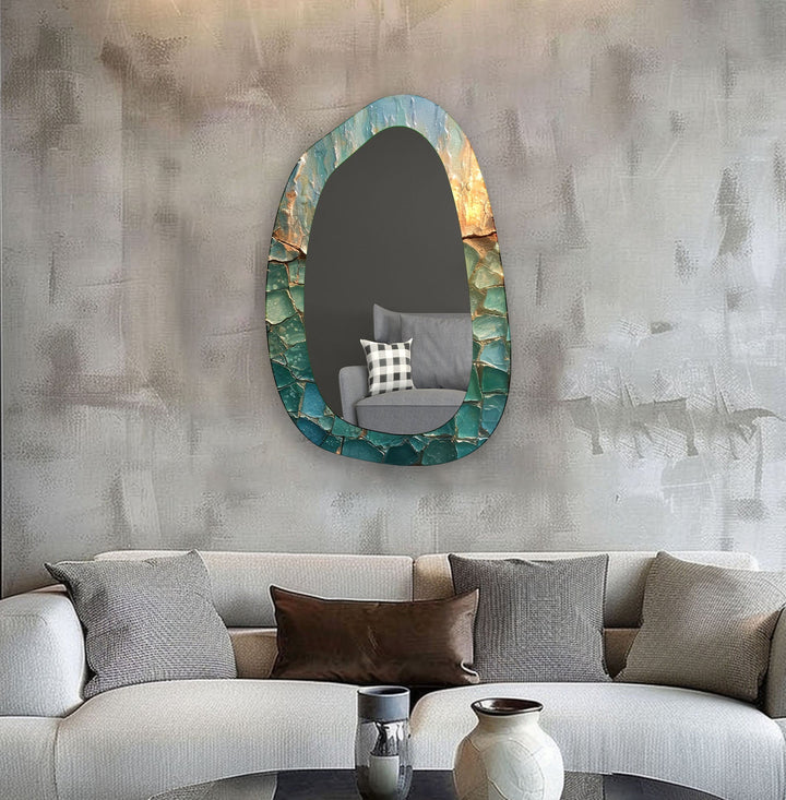 Mirror wall decor combining reflective surfaces and artistic shapes for a stunning focal point
