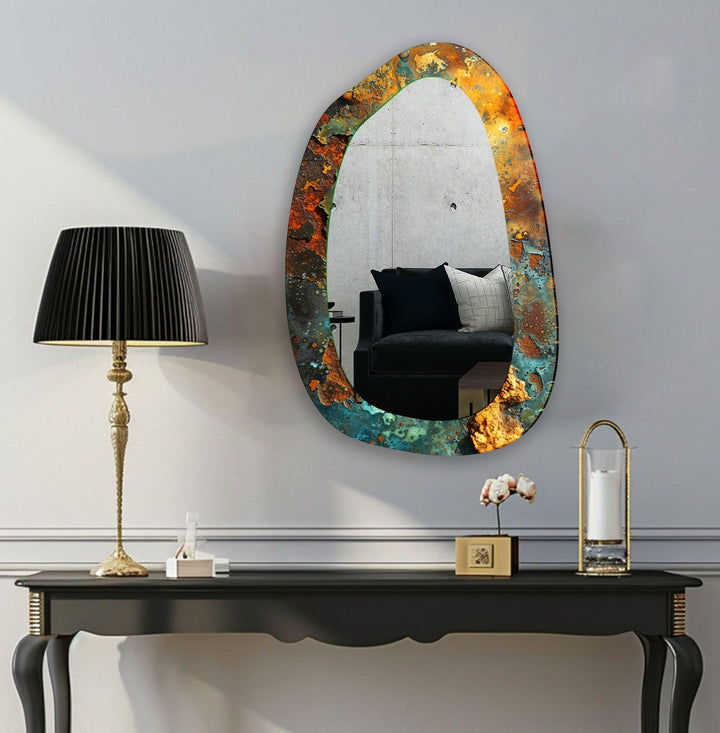 Abstract Large Irregular Glass Wall Mirror