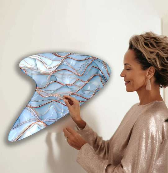 Abstract Light Blue Irregular Glass Wall Art, glass wall decor, glass wall art decor
