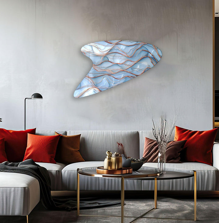 Abstract Light Blue Irregular Glass Wall Art, glass image printing, glass prints from photos
