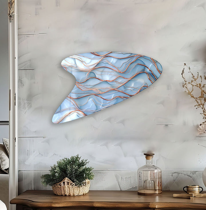 Abstract Light Blue Irregular Glass Wall Art, Glass Printing Wall Art, Print photos on glass
