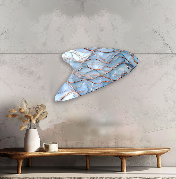 Abstract Light Blue Irregular Glass Wall Art, glass photo prints, glass picture prints
