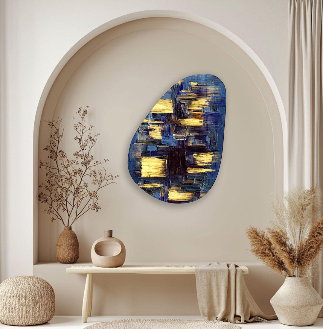 Abstract Modern Blue Glass Wall Art, glass image printing, glass prints from photos
