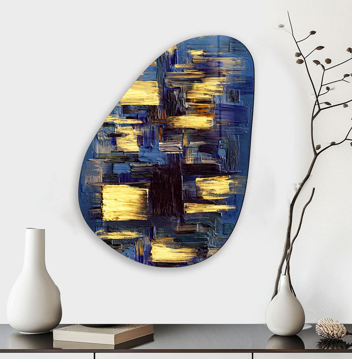 Abstract Modern Blue Glass Wall Art, large glass photo prints, glass wall photos
