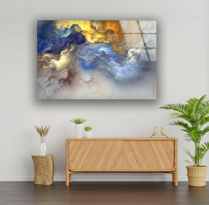 Abstract Multiple Colorful Large Glass Artwork for Living Rooms