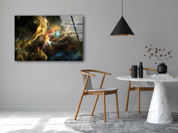 Abstrakte Nebel-Sternenfeld-Glaswandkunst