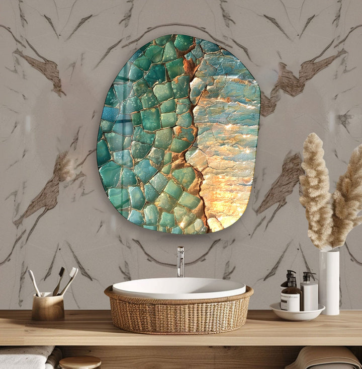 Abstract Pastel Green Color Glass Wall Art, glass pictures for Wall, glass prints wall art

