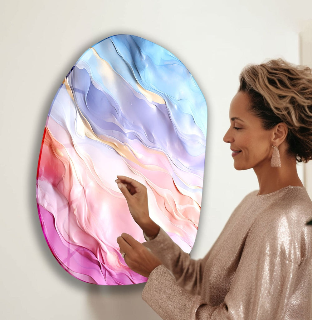 Abstract Pastel Pink Glass Wall Art, picture on glass wall art, photos printed on glass
