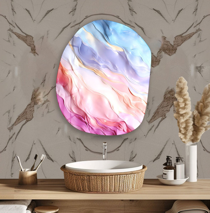Abstract Pastel Pink Glass Wall Art, glass image printing, glass prints from photos
