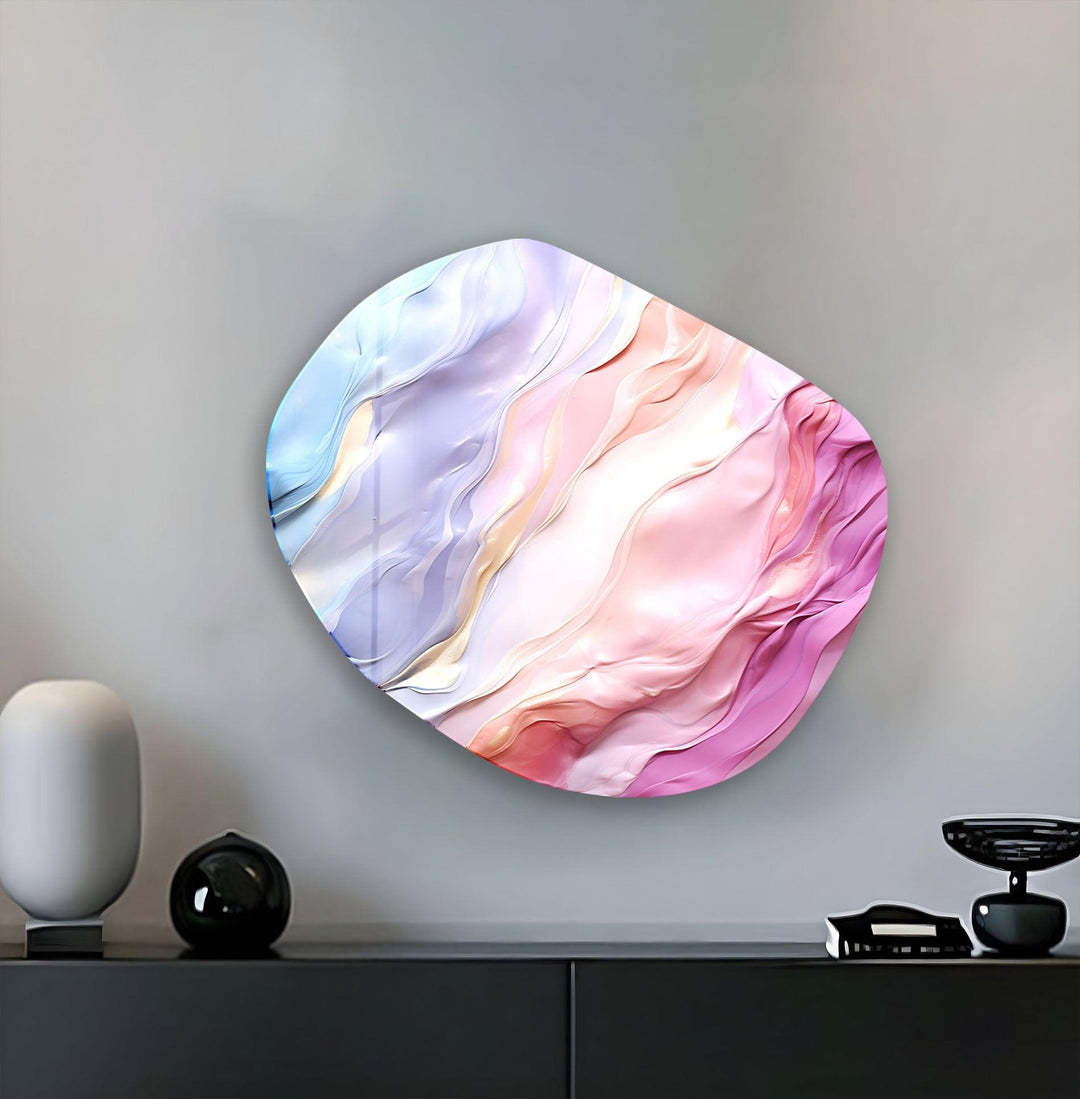 Abstract Pastel Pink Glass Wall Art, photo print on glass, prints on glass wall art
