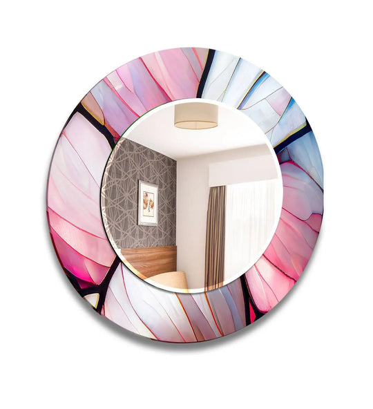 Abstract Pink & Blue Lines Wall Mirror - MyPhotoStation