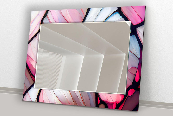 Abstract Pink & Blue Lines Wall Mirror