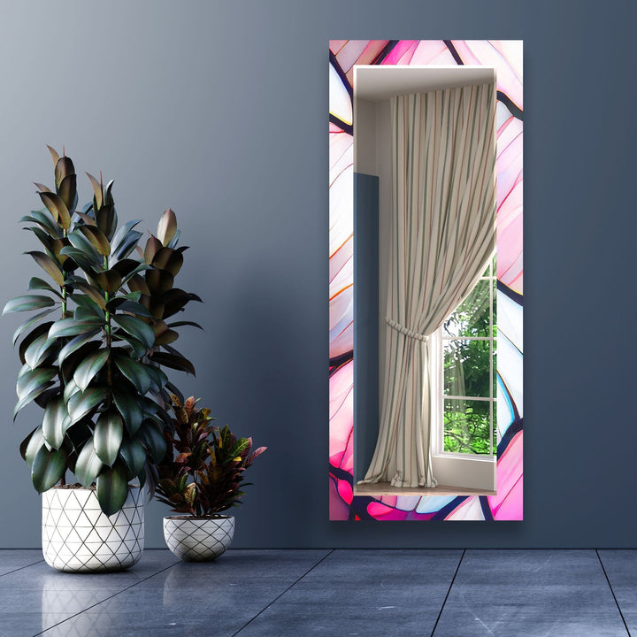 Abstract Pink & Blue Lines Wall Mirror