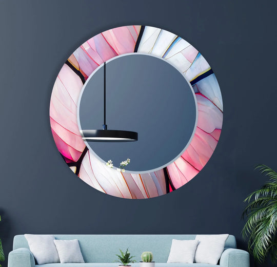 Abstract Pink & Blue Lines Wall Mirror - MyPhotoStation